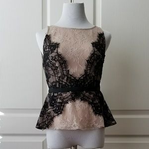 💐SOLD💐Loft Petites Nude and Black Lace Blouse